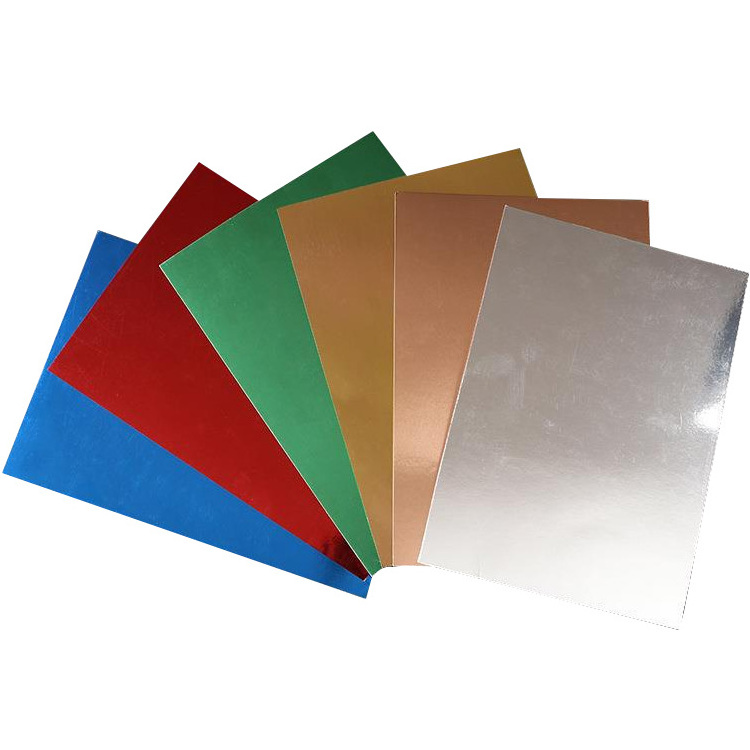 Custom Metallic Candy Laser Color Cardstock Mirror Paper Sheets Foil Reflective Paper For Craft Scrapbook Poster Cardboard