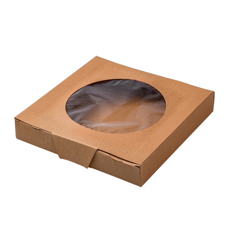 Custom Size Brown Pizza Boxes Packaging Small Cake Packaging Box Kraft Paper Bakery Boxes With Window