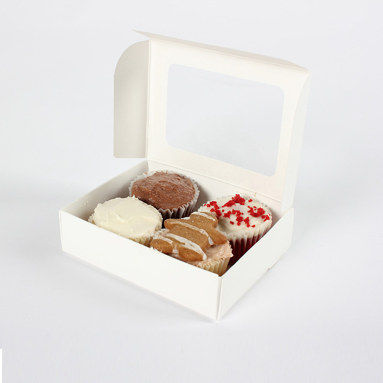 6 Inch 8 Inch Portable White Cake Box With Window Wind Mousse Birthday Plain Cake Box Dessert Packaging Box For Cake