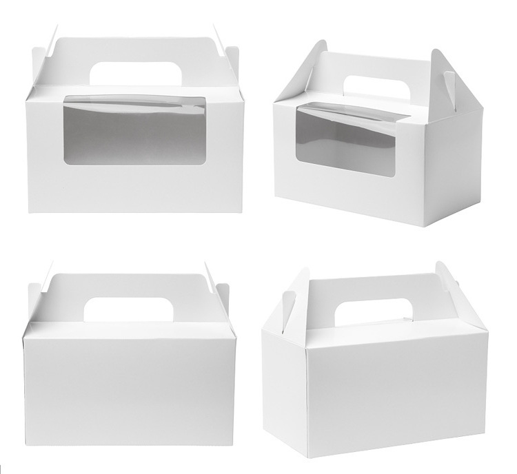 6 Inch 8 Inch Portable White Cake Box With Window Wind Mousse Birthday Plain Cake Box Dessert Packaging Box For Cake