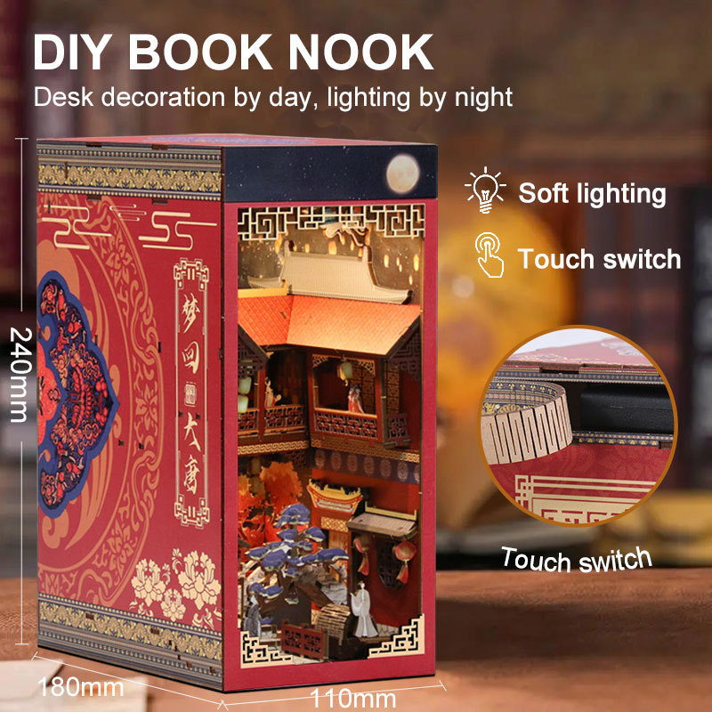 DIY Book Nook Ki Hot Selling 3D Wooden Puzzle Diy Miniature Dollhouse Back to Dreaming China Book Nook Kit For Christmas Gifts