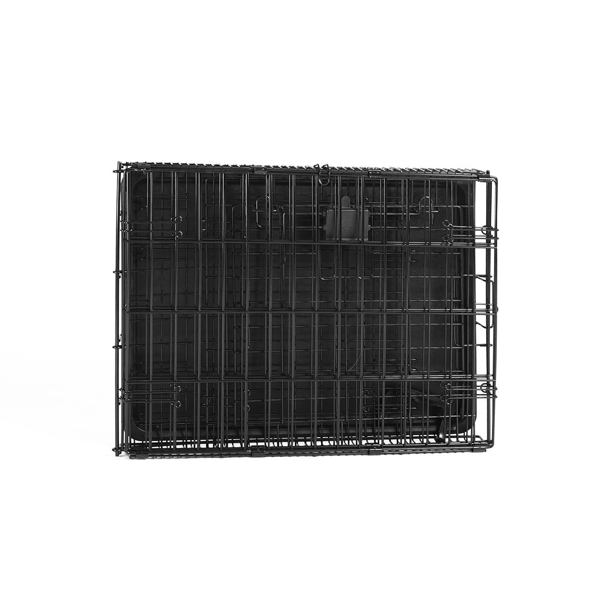 Vietnam Factory Production Double Door Built-in Tray Black Foldable Metal Wire Pet Cage Dog Crate