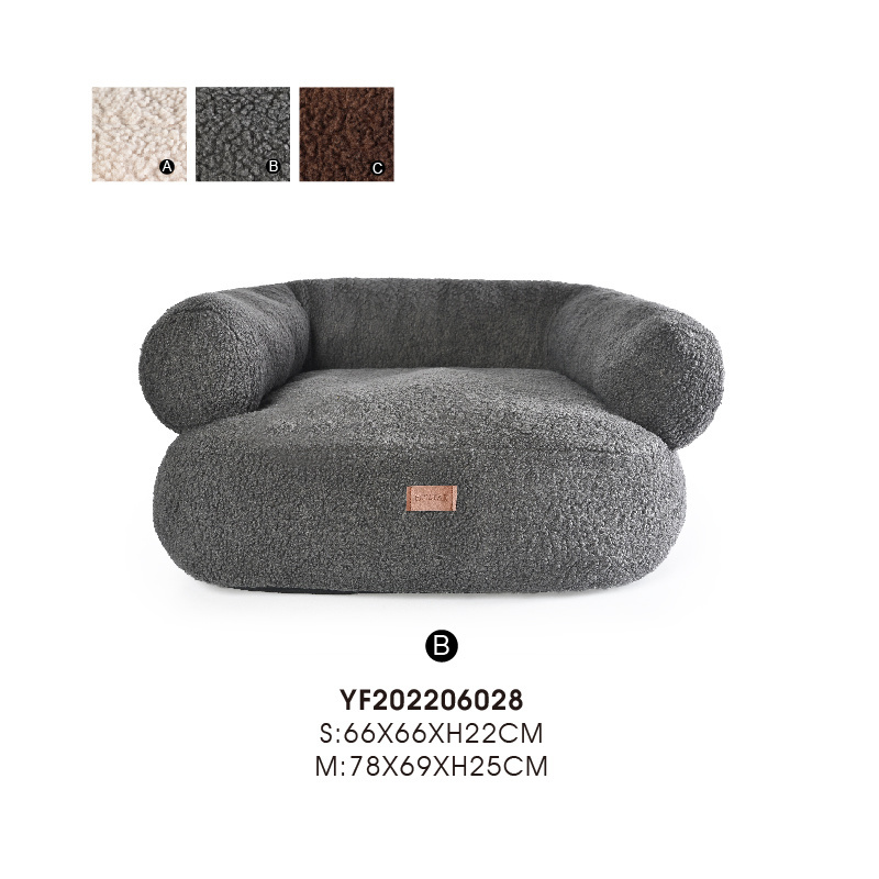 Luxury Premium Washable Elevated Soft Filling Raised Edge Bolster Polar Fleece Cat Dog Pet Sofa Bed