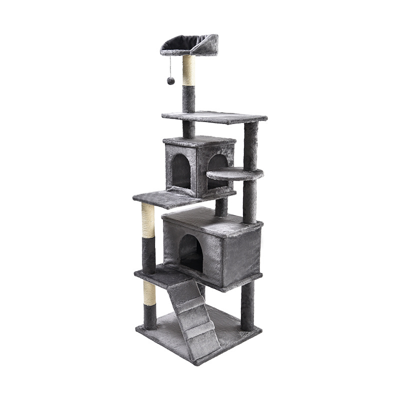 Tianyuan Pet Wholesale Custom Luxury Large Gary Cat Castle Condo House Cat Tree