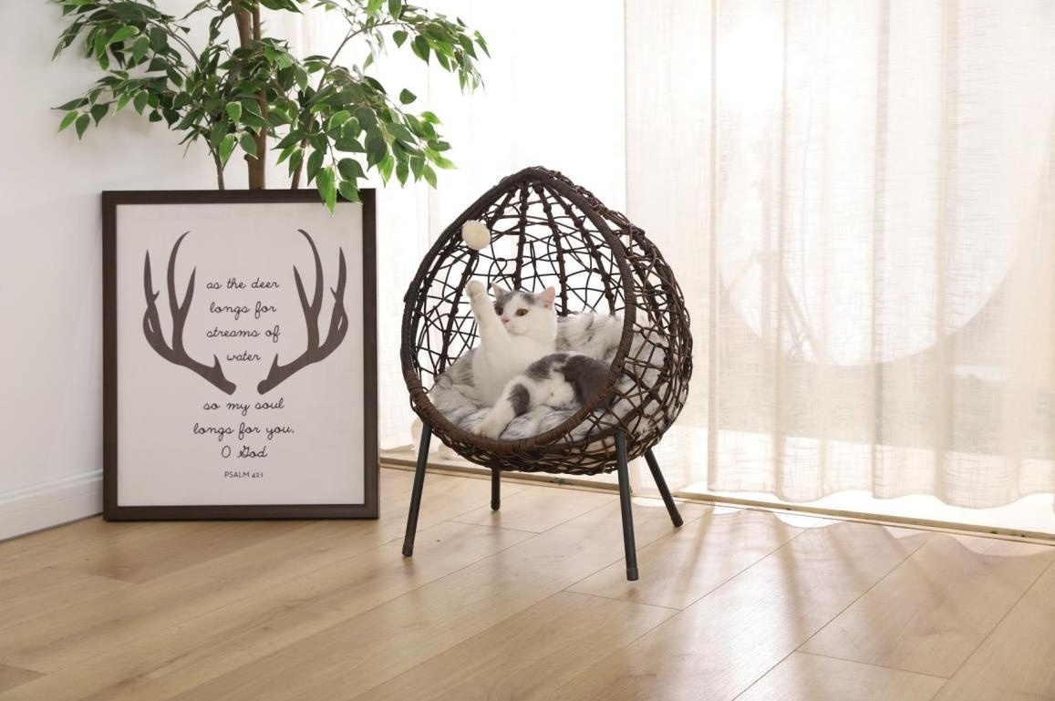 Petstar Indoor Modern Stylish Design Pet Furniture Washable Artificial Rattan Wicker Chair Cat Bed