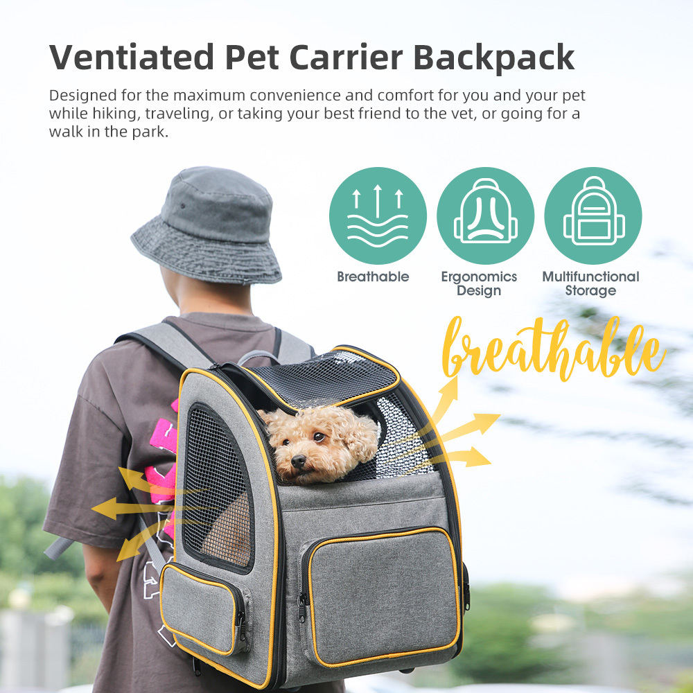 Custom Outdoor Travel Pet Carrier Bag Multifunction Storage Breathable Pet Dog Backpack