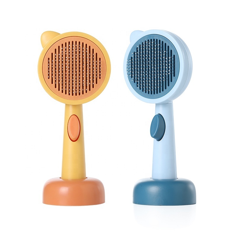 One-click Pet Remove Shedding Hair Tool Self-Cleaning Slicker Brush Comb Dog Cat Grooming Brush