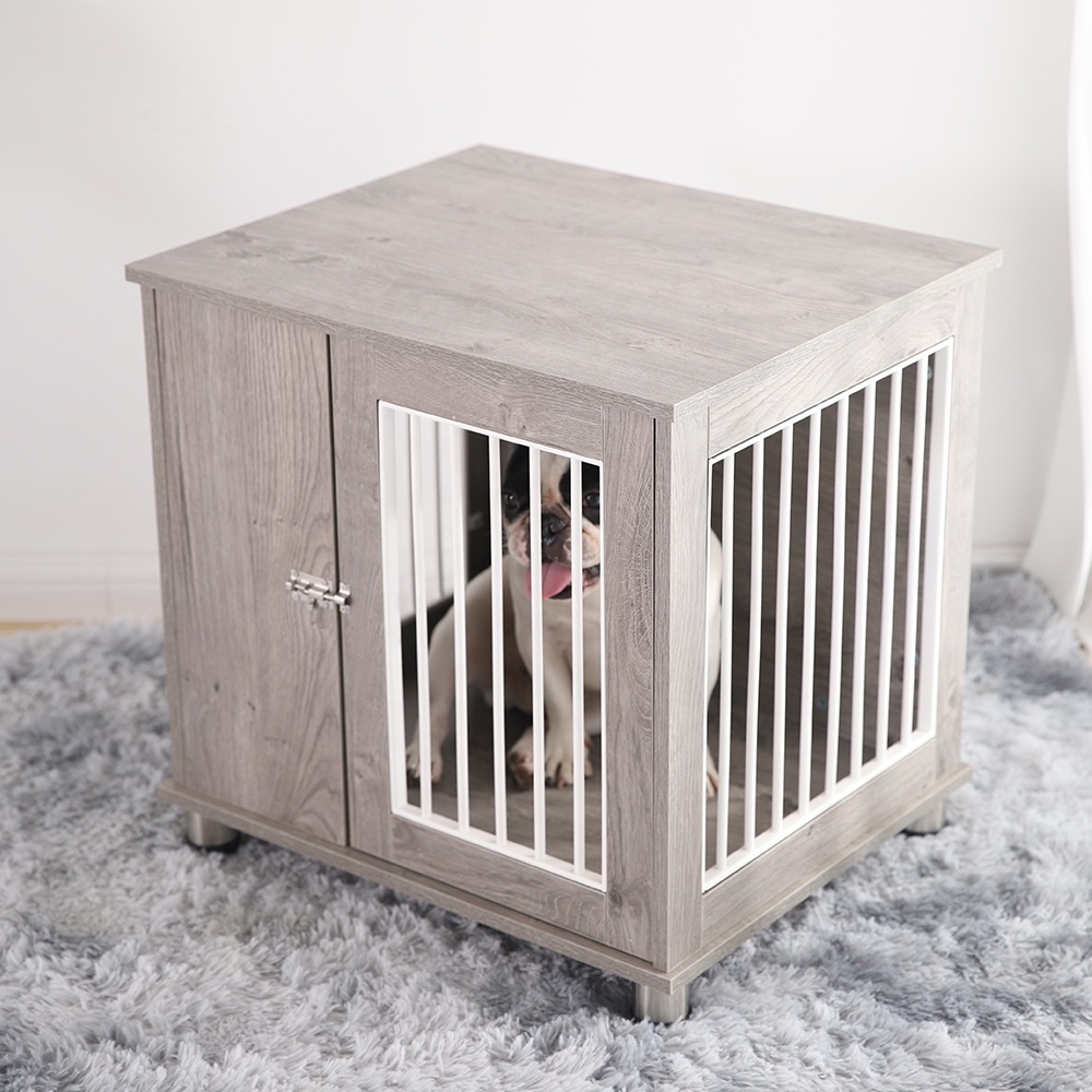 Hot Selling 2 In 1 Pet Furniture Indoor Solid Wood Decorative Cupboard Kennel House Cage Wooden Pet Dog Crate