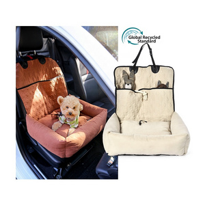 Eco-friendly Pet Front Seat Car Booster Detachable GRS Recycled PET Fabric Travel Carrier Pet Dog Car Bed