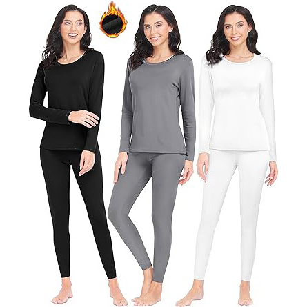 Winter fleece lined long underwear women ladies thermo inner wear thermal underwear set