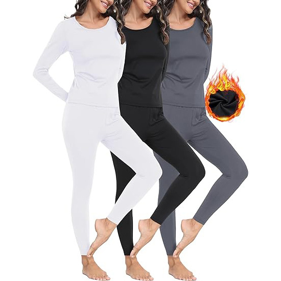 Winter fleece lined long underwear women ladies thermo inner wear thermal underwear set