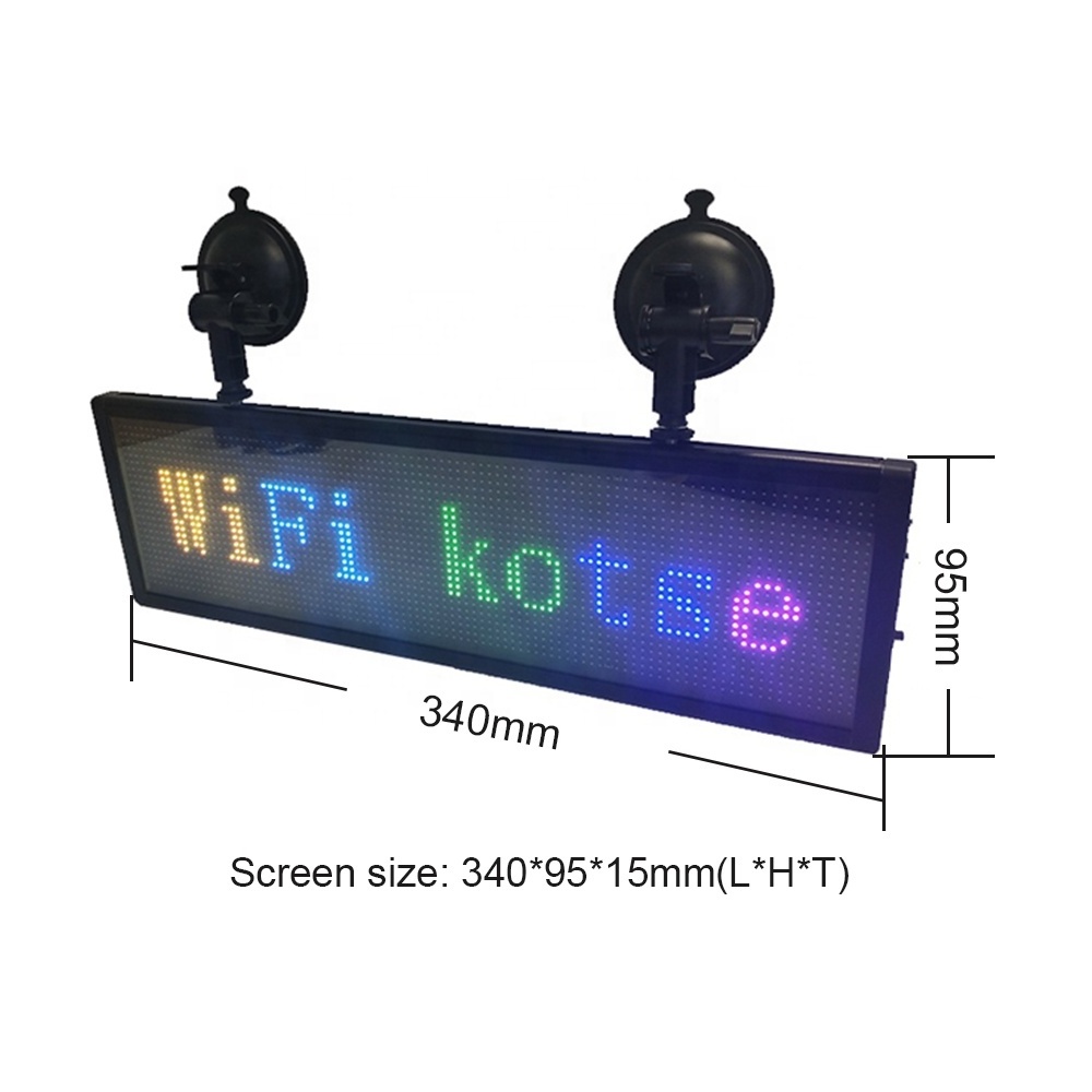 12V super thin Wi-fi control scrolling LED sign message board P5 LED car display screen