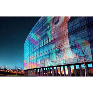 Outdoor Building Window Led Grid Display Wall Curtain Mesh P25 Led Transparent Screen