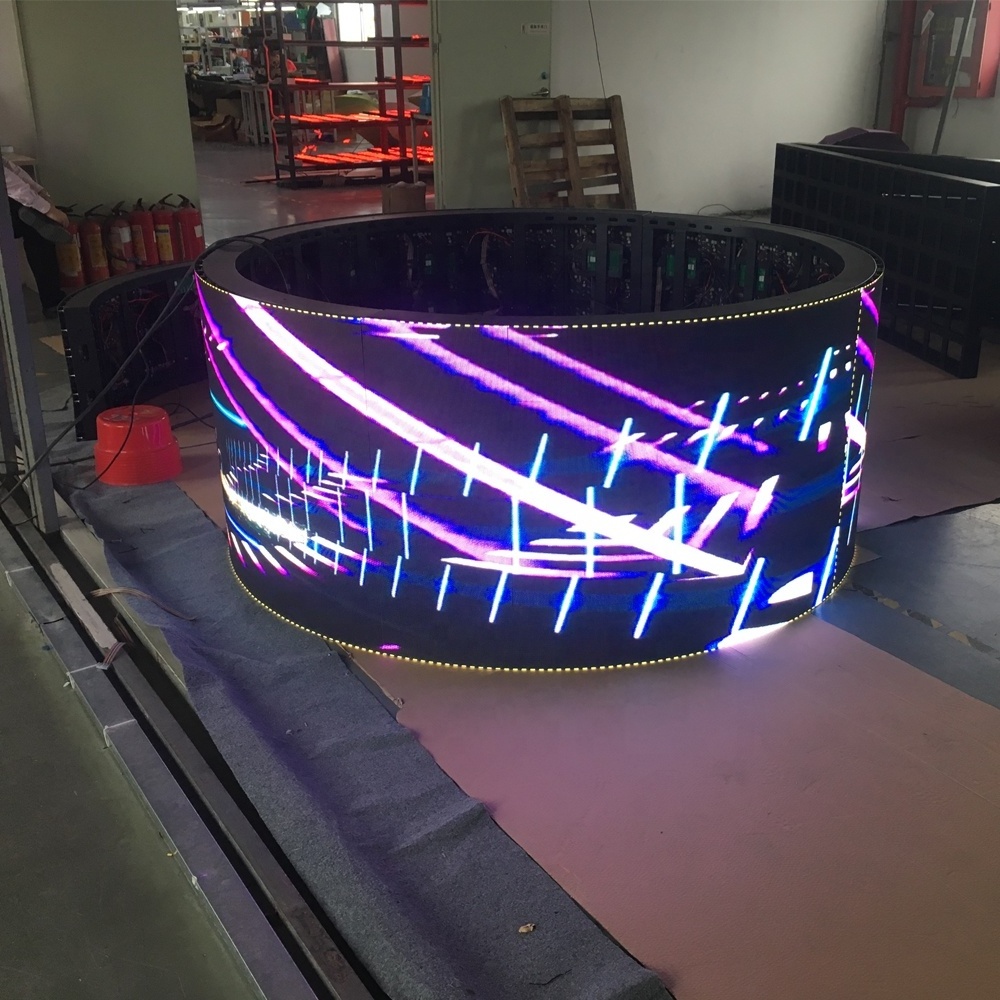 Curve pop up circle led tv screen display on building P2.5 panel round led flexible display