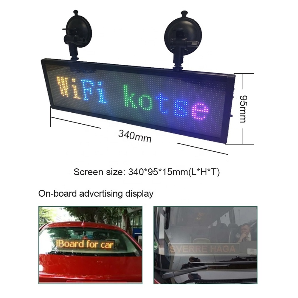 12V super thin Wi-fi control scrolling LED sign message board P5 LED car display screen