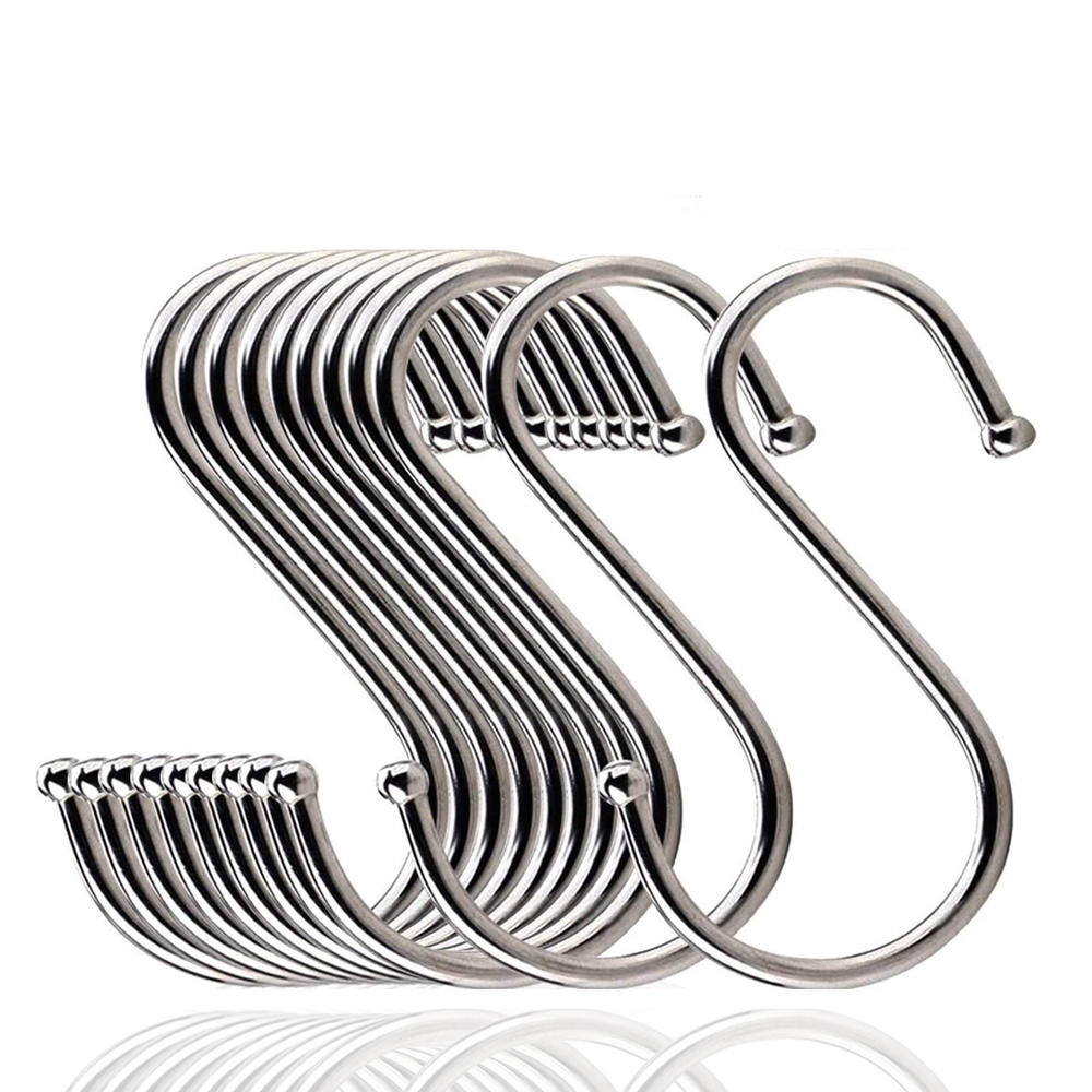 S-shaped Hook Hanger Stainless Steel Hanging Hooks Kitchen Bathroom Clothing S-shaped Racks Multifunctional Metal Hanging Hooks