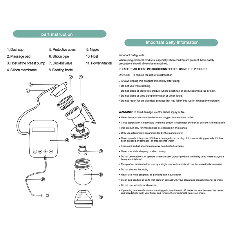 Electric Double Breast Pump Quiet Comfort Breastfeeding Breast Pump Milk Pump Baby Supplies & Products Feeding Supplies