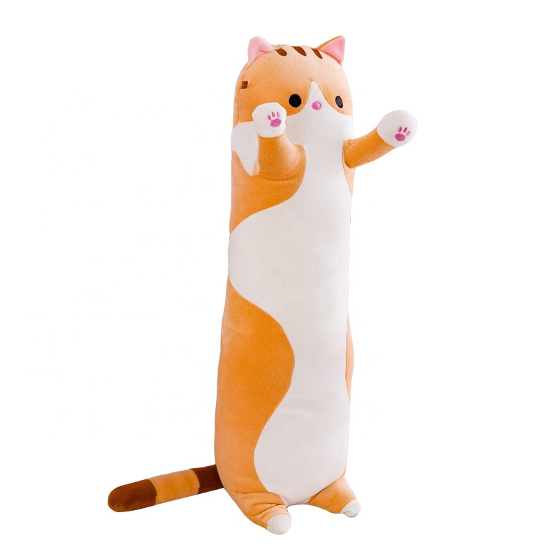 Big Sizes Stuffed Animal Toys Cute Cat Plushie Sofa Cushion Home Decoration Soft Long Body Cat Shape Hugging Plush Pillows