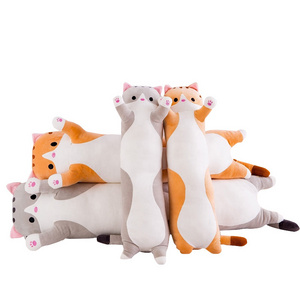 Big Sizes Stuffed Animal Toys Cute Cat Plushie Sofa Cushion Home Decoration Soft Long Body Cat Shape Hugging Plush Pillows