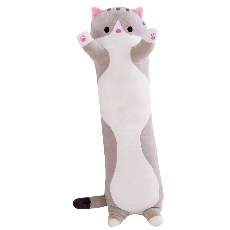 Big Sizes Stuffed Animal Toys Cute Cat Plushie Sofa Cushion Home Decoration Soft Long Body Cat Shape Hugging Plush Pillows