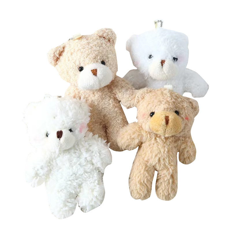 Mini Toy Plush Pink Blush Teddy Bear Keychain Fashion Small Size Stuffed Soft Miniature Teddy Bear Plush Figure Keychain Toys