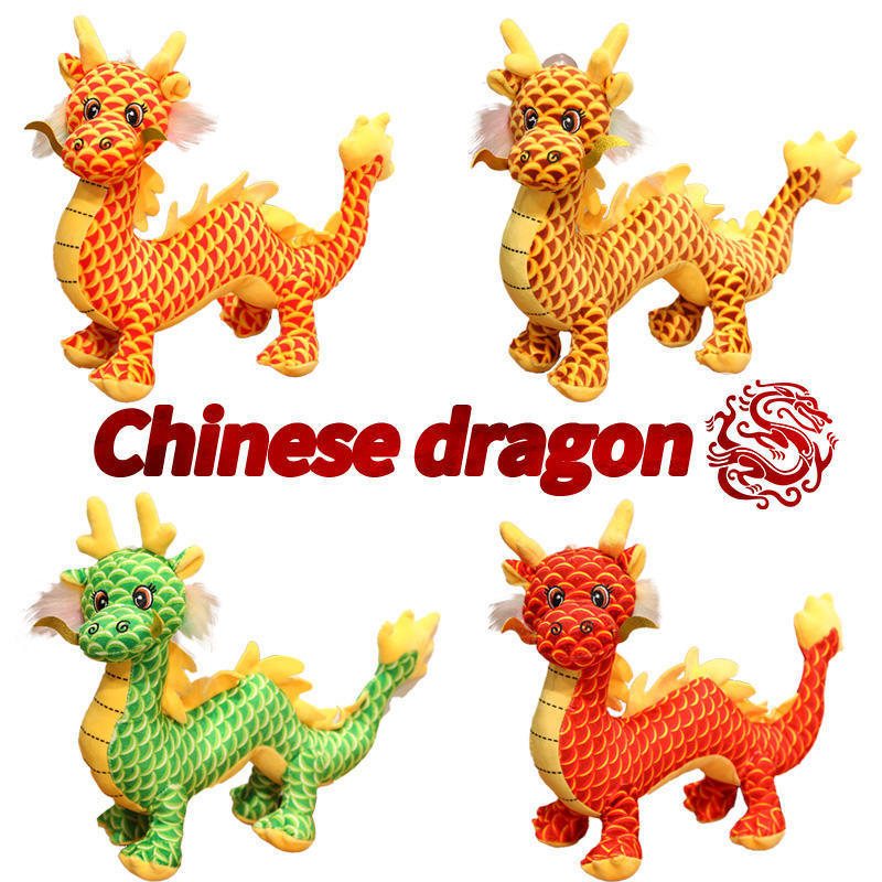 2024 Chinese New Year Cartoon Dragon Plush Toy Doll  Soft Custom Stuffed Animals Soft Dragon Plush Toy for Gifts