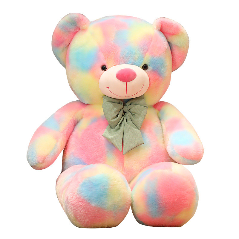 New Checkered Bow Plush Teddy Bear 60Cm Blue And Pink Teddy Plush Classical Custom Stuffed Plush Baby Doll Toy For Baby Kids