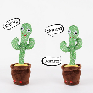 Hot Sale Cute Stuffed Flower Pot Twisting Cactus Dancer Doll Talking Singing Dancing Cactus Skin Plush Toy