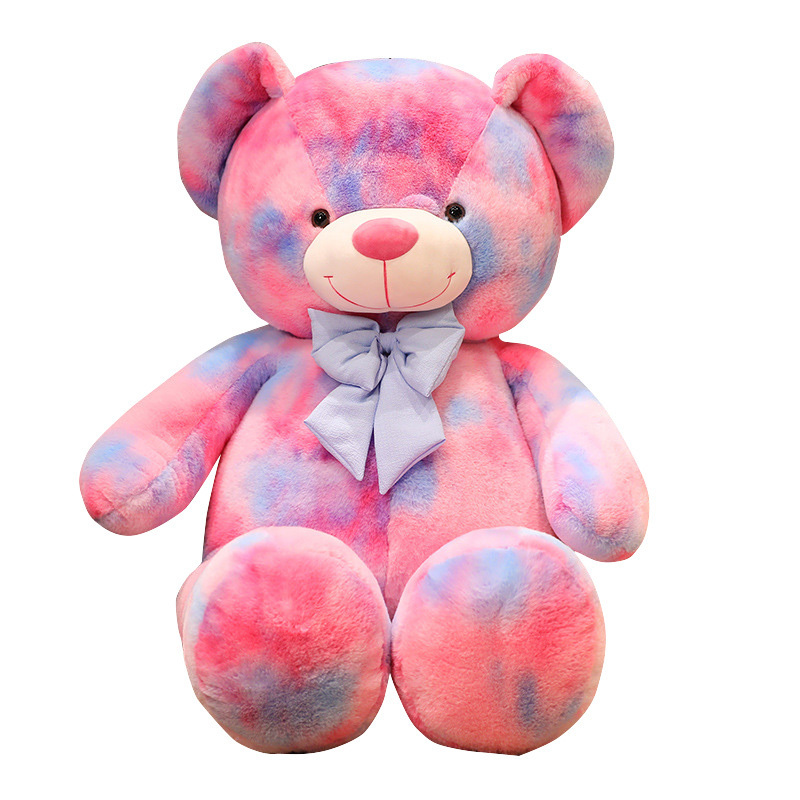 New Checkered Bow Plush Teddy Bear 60Cm Blue And Pink Teddy Plush Classical Custom Stuffed Plush Baby Doll Toy For Baby Kids