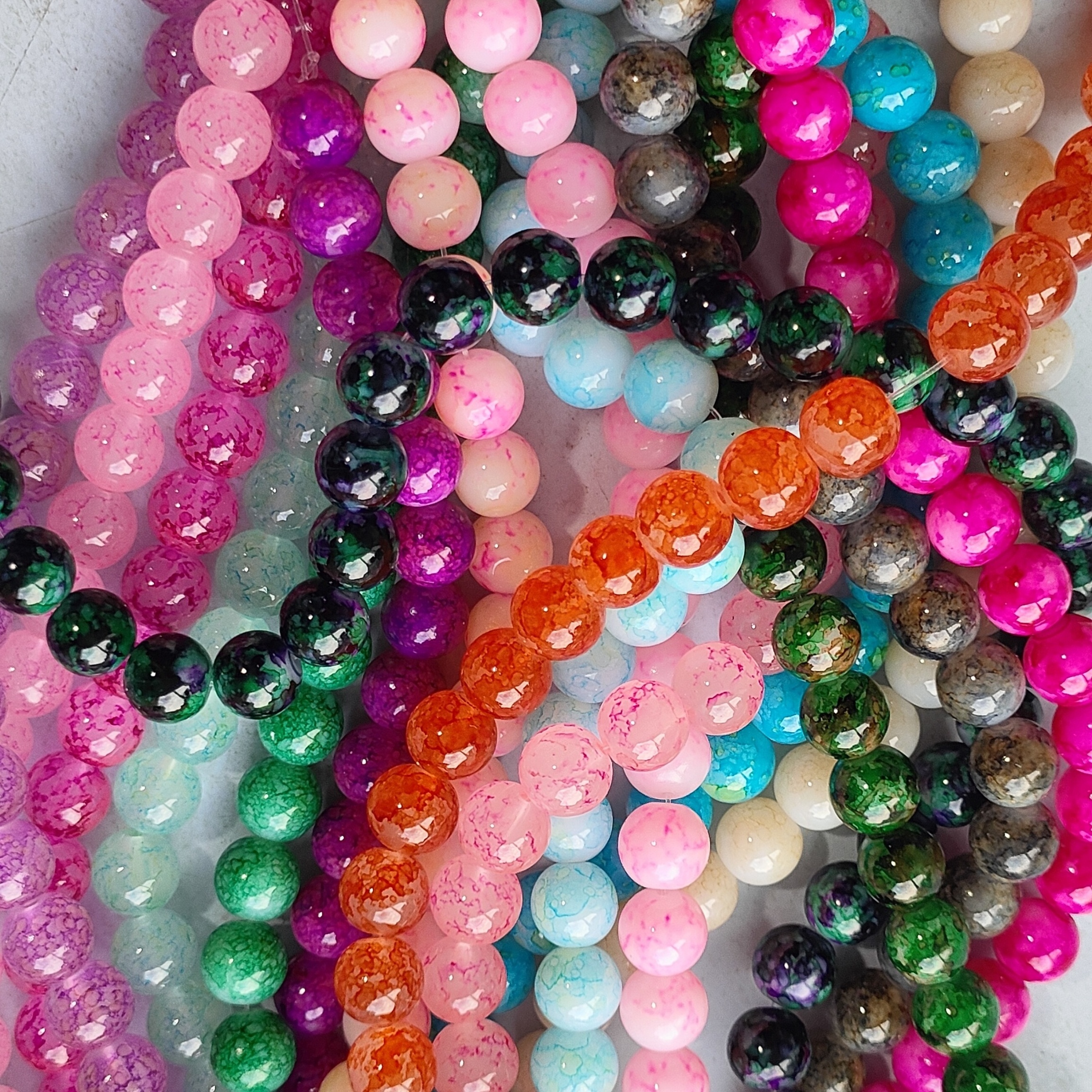 Wholesale 10mm Stock Floral round Glass Beads Loose Crystal Lampwork Jewelry Making Beads 8mm Size for Decoration