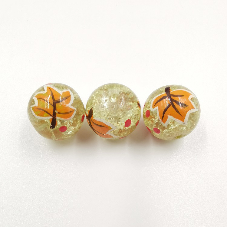 glass make maple leaf hand painted glass bead 16mm for diy jewelry