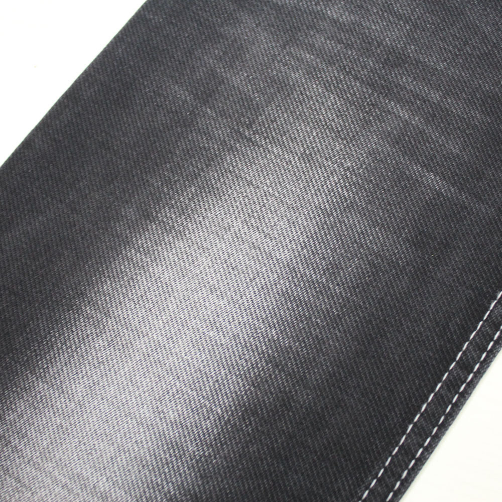 factory price black cotton polyester spandex stretch denim jeans fabric for trousers