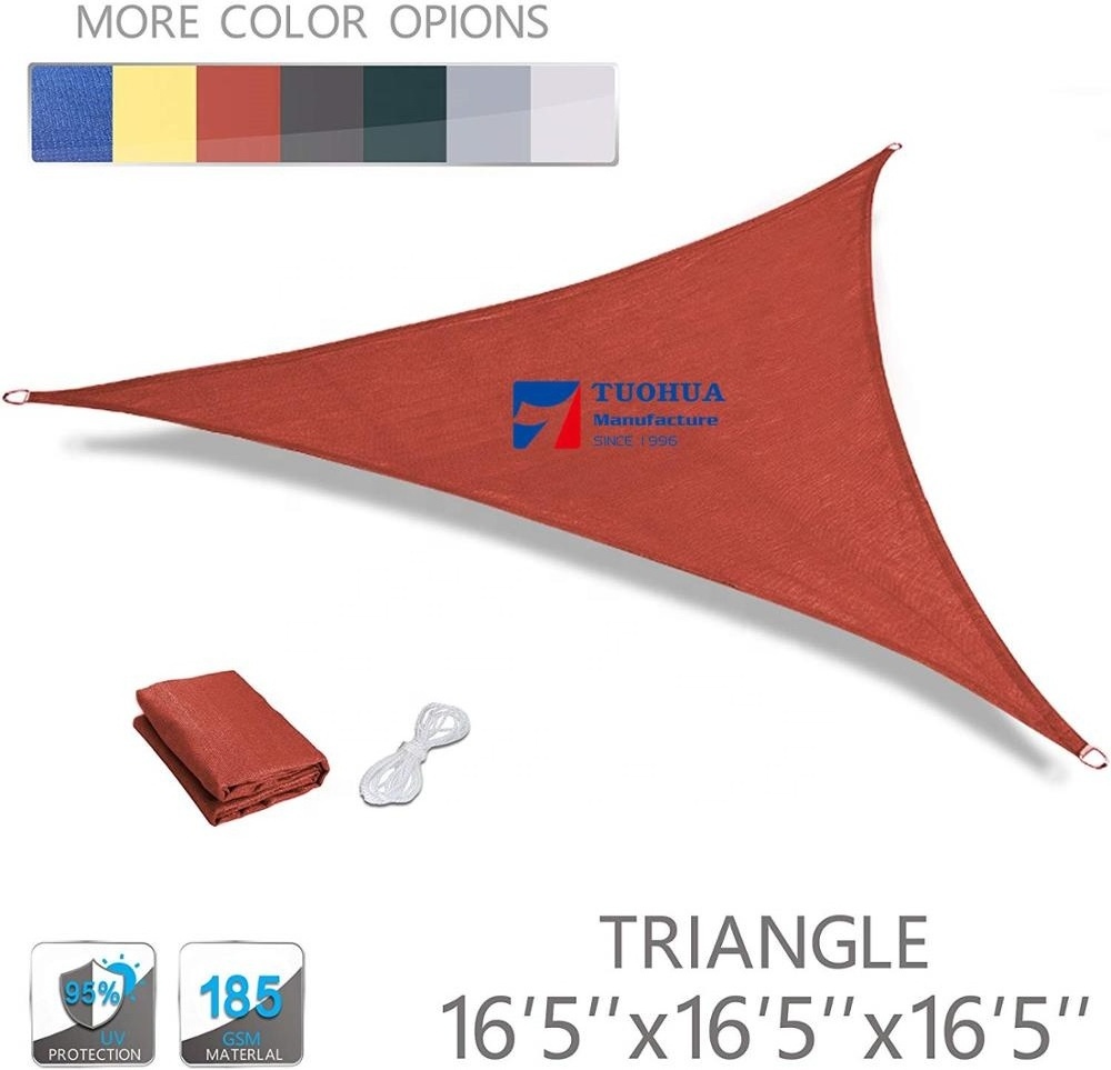 Outdoor Garden Awnings Triangular 4x4M HDPE Balcony Sun Shade Sail