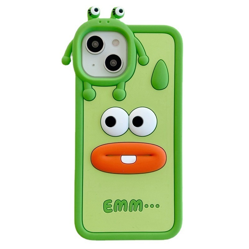 Cute Cartoon 3D silicone Green Frog Phone Case For iphone 12 13 14 pro max ,Women Girls Kawaii Phone Cases