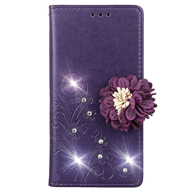 Leather Luxury Glitter Bling 3D Flower Design Wallet Mobile Phone Case Smart Back Cover For Samsung A70 S For iPhone 11