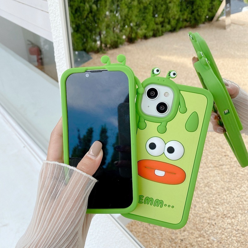 Cute Cartoon 3D silicone Green Frog Phone Case For iphone 12 13 14 pro max ,Women Girls Kawaii Phone Cases