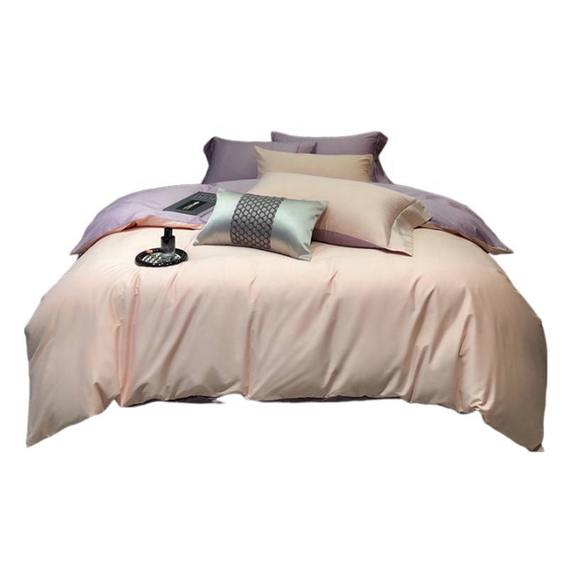 New luxurious pure cotton 50S high-density light pink purple soft maternal and baby grade 4Pcs bedding set