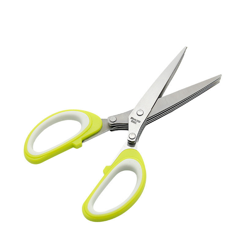 19cm 5-Layer Blade Multifunctional Kitchen Scissors Shredded Chopped Scallion Cutting Scissors