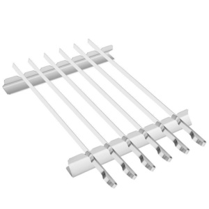 6Pcs Barbecue Stainless Steel Grilling Skewers Stand Set BBQ Kabab Skewer Rack Set