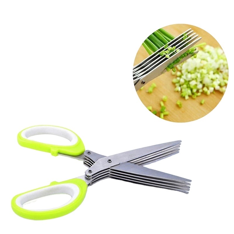 19cm 5-Layer Blade Multifunctional Kitchen Scissors Shredded Chopped Scallion Cutting Scissors