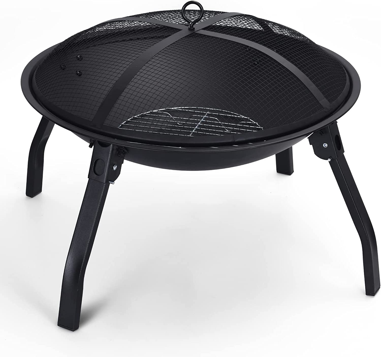 22 Inch Diameter Portable Folding Fire Pit With Spark Screen Included Carrying Bag/ Backyard Patio Garden Fireplace