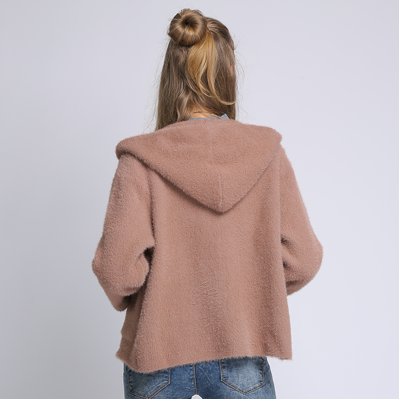 Jersey Long Sleeve Zip-up Gray Women Off Shoulder Sweatshirt Fox Lined Multi-way Cardigan Short Sheep Wool Fur Pocket Coat