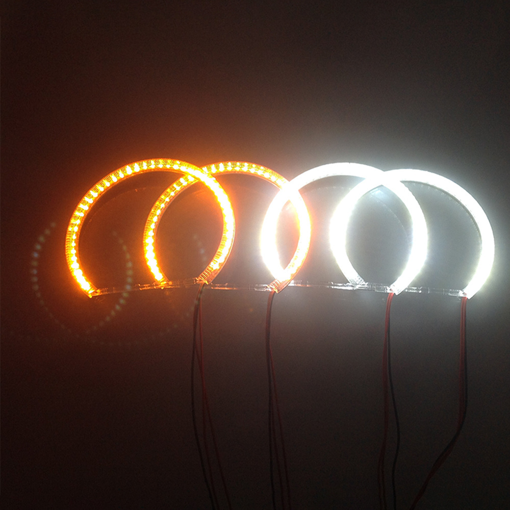 Car Retrofit Accessories 4X131mm White Yellow Cotton LED Angel Eyes Halo Rings For E36 E38 E39 E46 Projector