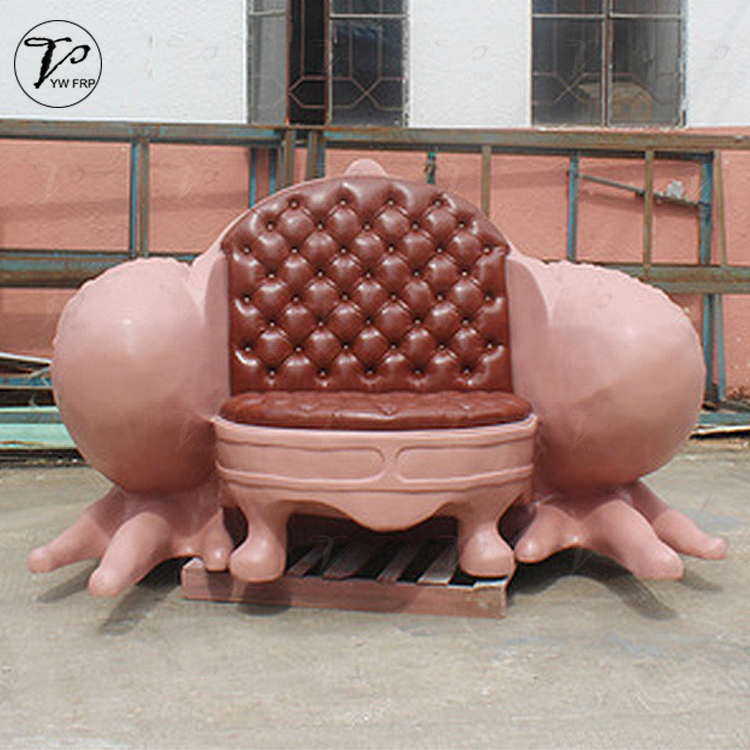 Creative fiberglass toad animal statue leather single lounge sofa chair for living room