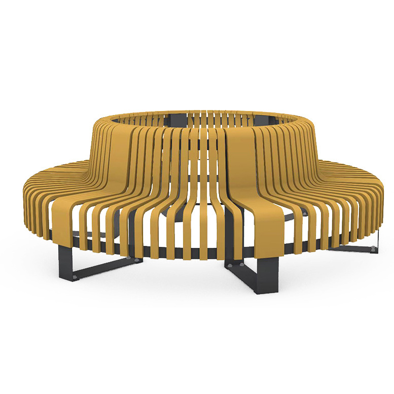 Wood curved plate bench public waiting area metal chair Hotel Sales office shopping mall lobby seating sofa furniture