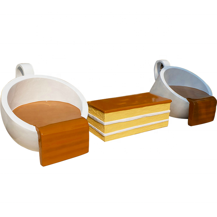 Commercial fiberglass coffee cake table and chair sets restaurant furniture decoration