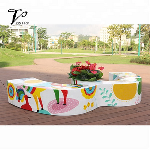 Outdoor fiberglass M shape bench  seat lounge leisure for garden