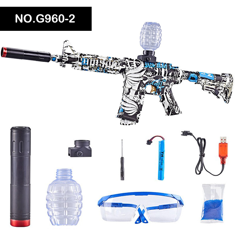 Factory Wholesale Large Size Electric Gel Blaster Gun Graffiti AKM 47 M4 High Speed Launch Gel Ball Guns Kids Water Bomb Gun Toy