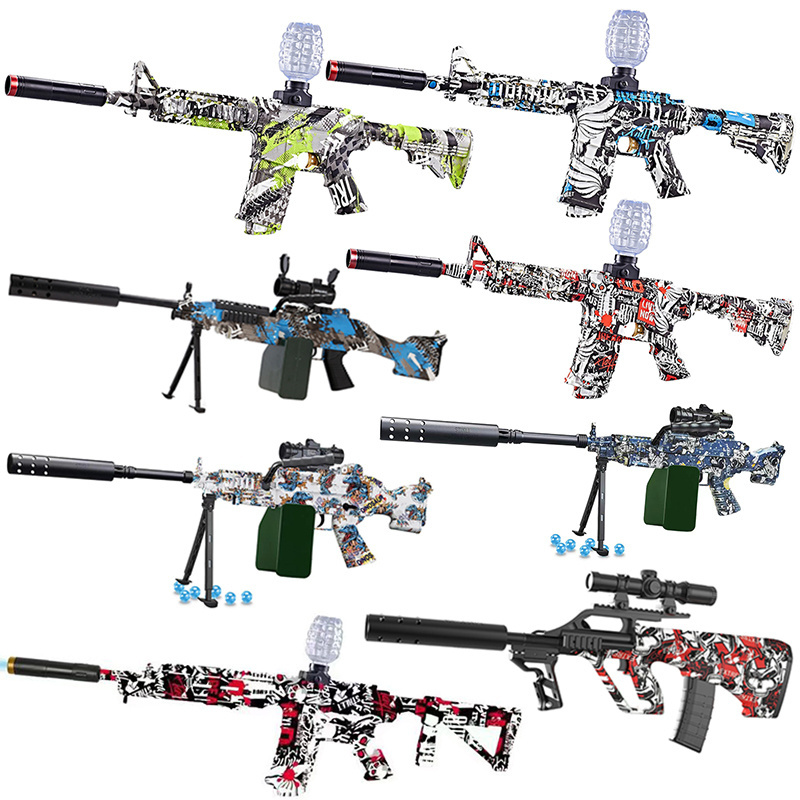 Factory Wholesale Large Size Electric Gel Blaster Gun Graffiti AKM 47 M4 High Speed Launch Gel Ball Guns Kids Water Bomb Gun Toy