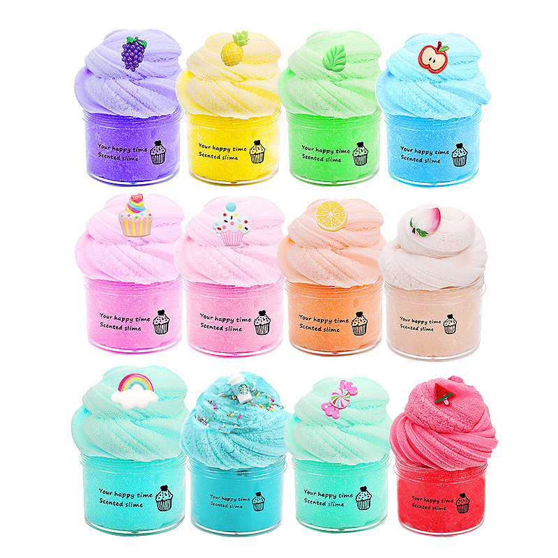 2023 6 Packs 9 Packs Butter Fluffy Slime Set Making DIY Food Mud Scented Foam Cotton Candy Cloud Kit With Slime Charms